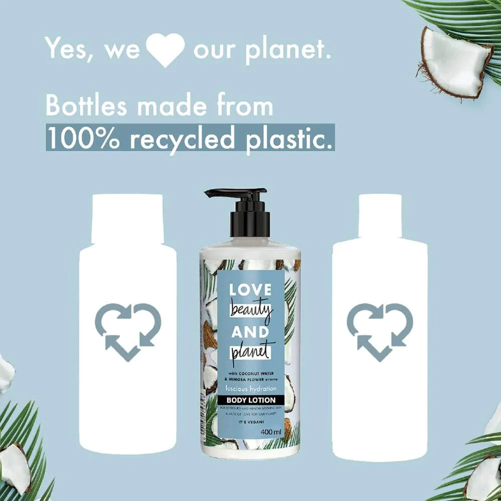  Coconut Water & Mimosa Flower Hydrating Body Lotion Bottles Are Made From 100% Recycled Plastic 