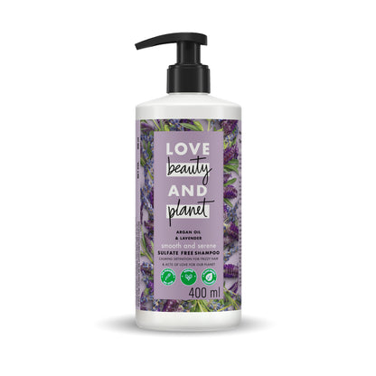 Love Beauty & Planet Argan Oil & Lavender Sulfate-Free Anti-Frizz Shampoo - 400 ml