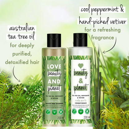 Tea Tree Oil, Peppermint + Vetiver Shampoo + Conditioner + Scalp serum + Scalp Massager Combo