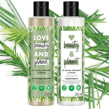 Tea Tree Oil, Peppermint + Vetiver Shampoo + Conditioner + Scalp serum + Scalp Massager Combo