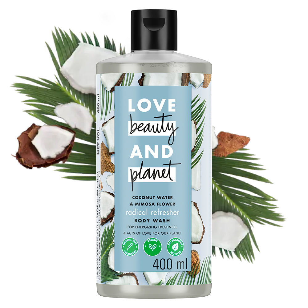 Coconut water and mimosa sulfate free body wash