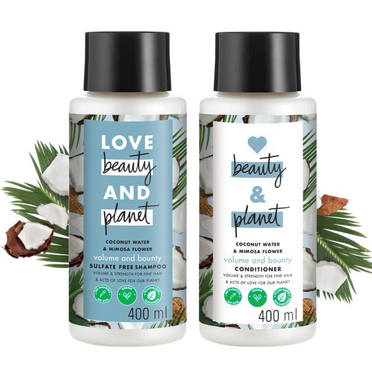 Coconut Water & Mimosa Flower Volume and Bounty Shampoo & Conditioner Combo - (400ml + 400ml)