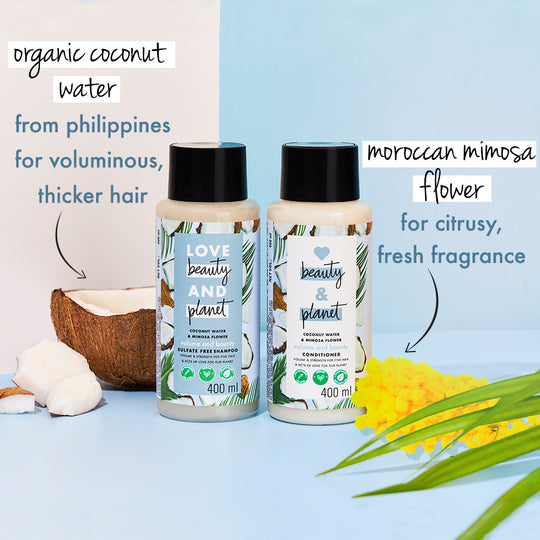 Coconut Water & Mimosa Flower Volume and Bounty Shampoo & Conditioner Combo - (200ml + 200ml)