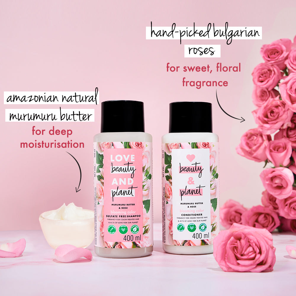  Murumuru Butter & Rose Blooming Color Shampoo & Conditioner Combo - (200ml + 200ml)