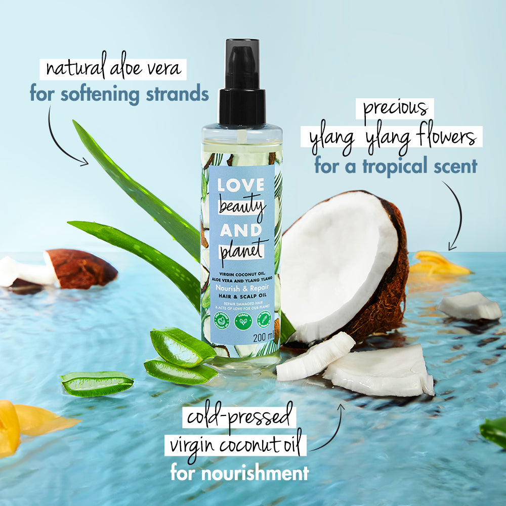  Virgin Coconut Oil, Aloe Vera & Ylang Ylang Hair & Scalp Oil - 200ml