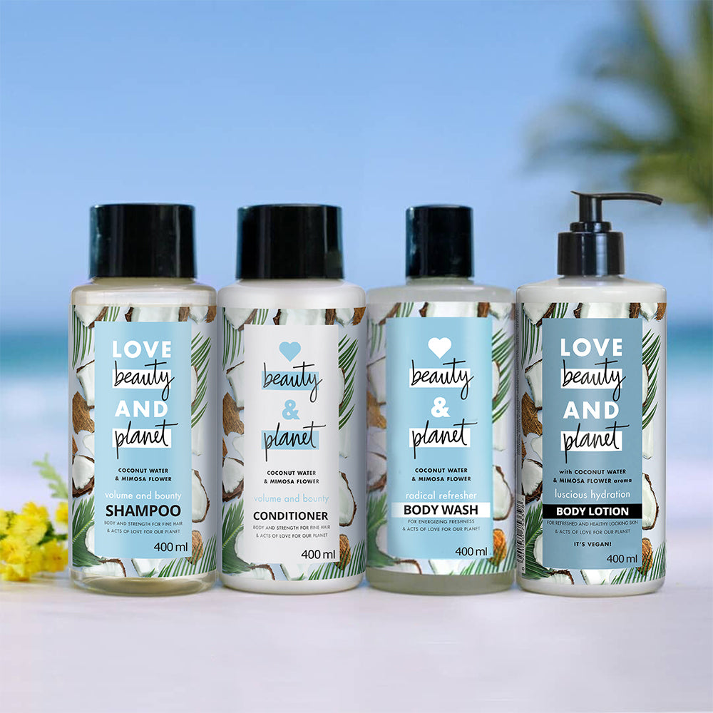  Coconut Water & Mimosa Flower Volume and Bounty Shampoo & Conditioner Combo - (400ml + 400ml)