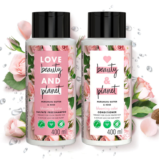 Murumuru Butter and Rose Blooming Color Shampoo & Conditioner Combo - (400ml + 400ml)