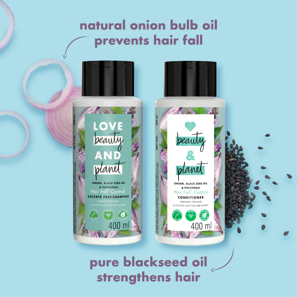  Onion, Black Seed & Patchouli Hairfall Control Shampoo & Conditioner Combo - ( 200ml + 200ml )